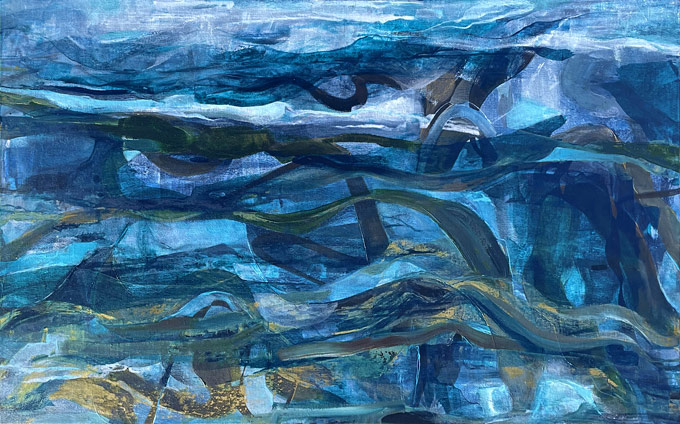 Rosemary Eagles nz contemporary artist, Submerged Kelp, acrylic on linen